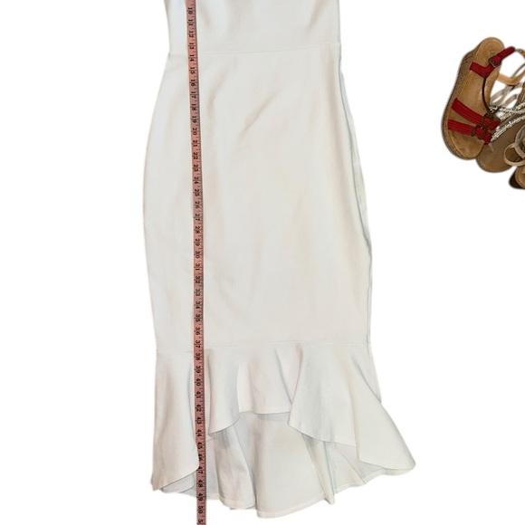 Lulus Stun Like Me White Bodycon Trumpet Hem Midi Dress M - Picture 10 of 12